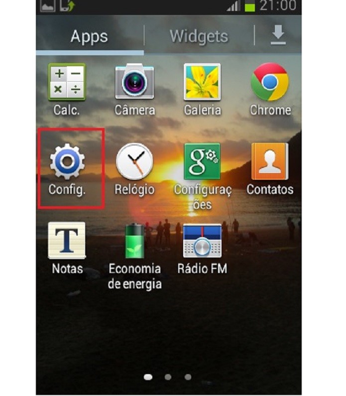 Dentro da aba apps, escolha a opção Config. (Reprodução/Taysa Coelho)