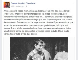 Despedida do capitão Osmar do Tupi-MG (Foto: Reprodução/Facebook)