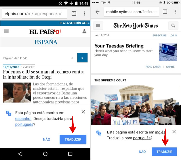 Ativando tradução do Chrome pelo celular (Foto: Reprodução/Helito Bijora)