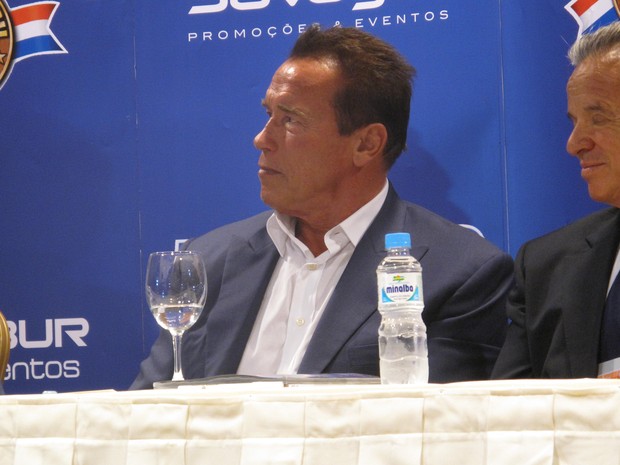 Schwarzenegger disse que aceitaria convite para filmar no Brasil (Foto: Isabela Marinho/G1) Schwarzenegger disse que aceitaria convite para filmar no Brasil (Foto: Isabela Marinho/G1)