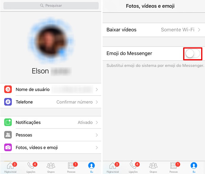 Usuário precisa desativar emojis do aplicativo para usar os do sistema (Foto: Reprodução/Elson de Souza)