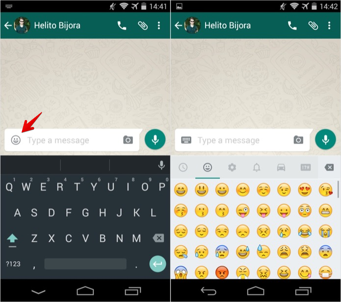 Abrindo os Emojis no aplicativo para Android (Foto: Reprodução/Helito Bijora) Abrindo os Emojis no aplicativo para Android (Foto: Reprodução/Helito Bijora)