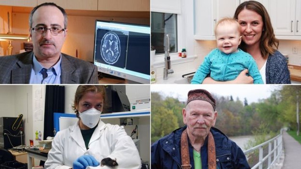 Voluntários (no sentido horário): Hooman Ganjavi, Sylvie Salewski, Evan Agnew e Cecilia Kramar (Foto: Fergus Walsh )