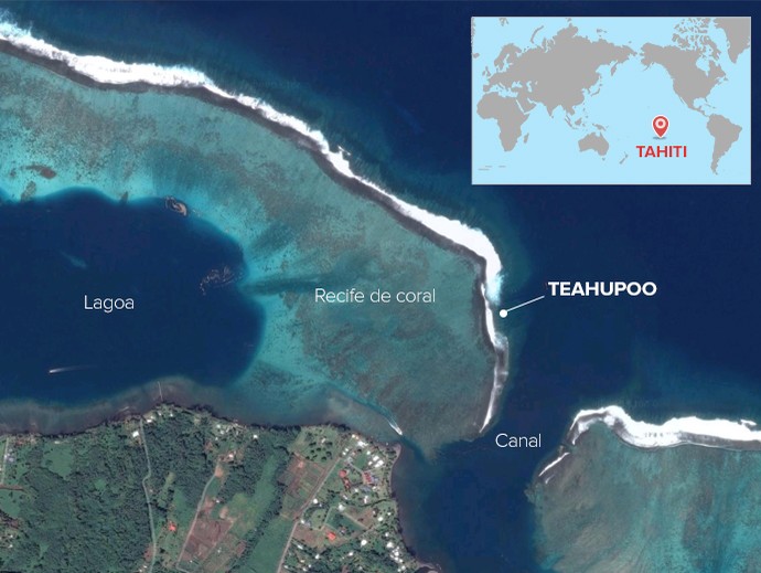 mapa localização teahupoo (Foto: arte esporte) mapa localização teahupoo (Foto: arte esporte)