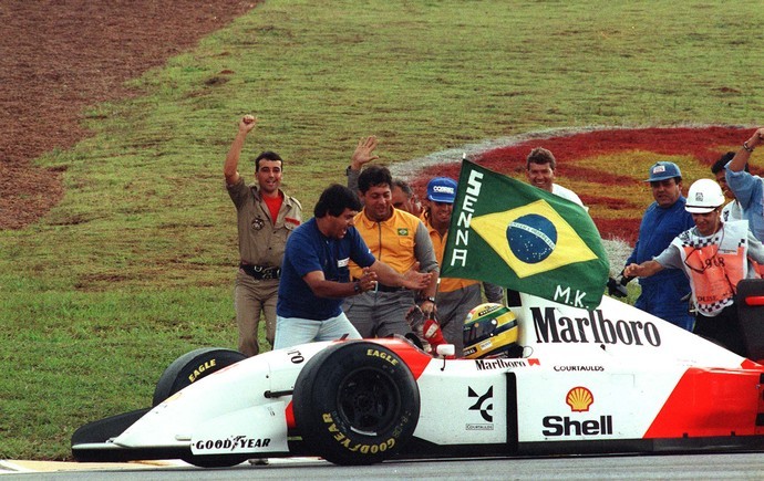 Ayrton Senna no GP do Brasil de 1993 (Foto: Agencia Estado)