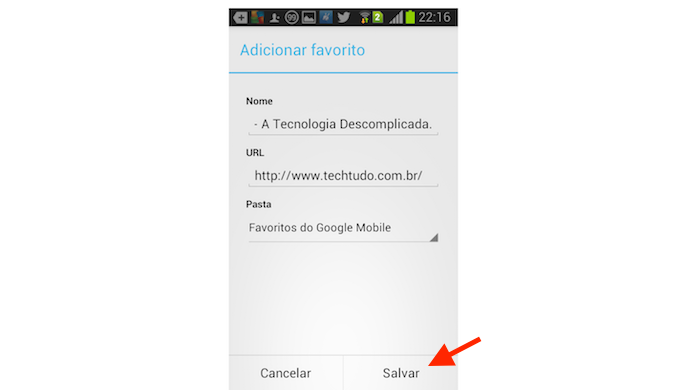Marcando um site como favorito no Google Chrome para Android (Foto: Reprodução/Marvin Costa)