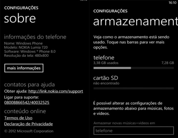 Especificações do Lumia 720 (Foto: Reprodução) Especificações do Lumia 720 (Foto: Reprodução)