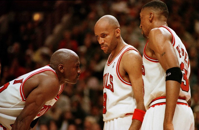 Ron Harper, Michael Jordan e Scottie Pippen, NBA Chicago Bulls (Foto: Getty Images)