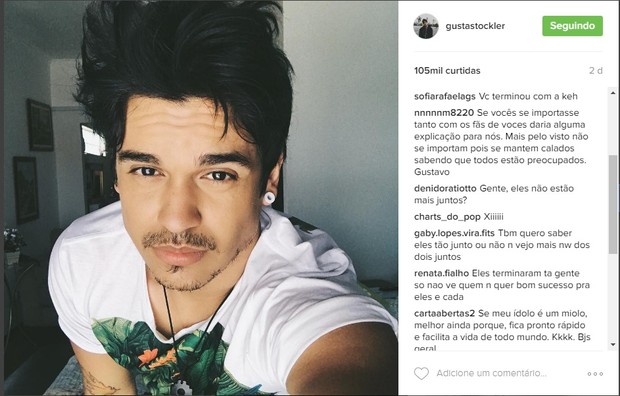 Internautas questionam fim de relacionamento de Kéfera e Gusta em rede social (Foto: Reprodução/Instagram)