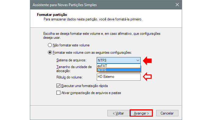Selecione sistema de arquivos e nome do rótulo (Foto: Reprodução/Paulo Alves)