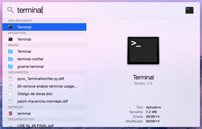 Acesse o Terminal do Mac OS X (Foto: Reprodução/Helito Bijora) 
