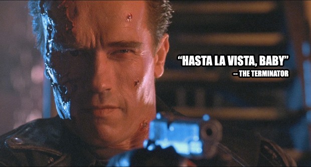 “Hasta la vista, baby” - O Exterminador do Futuro 2: O Julgamento Final (Foto: Divulgação) “Hasta la vista, baby” - O Exterminador do Futuro 2: O Julgamento Final (Foto: Divulgação)