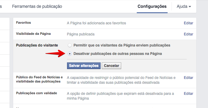 Desativando publicações de outras pessoas (Foto: Reprodução/Helito Bijora)