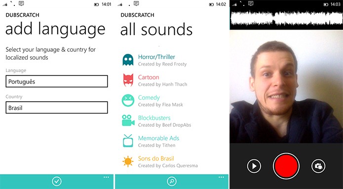 Dubscratch é um cliente do Dumbsmash para Windows Phone que separa sons por língua e país (Foto: Reprodução/Elson de Souza)
