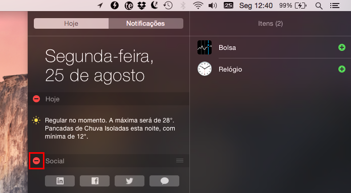 Removendo um widget (Foto: Reprodução/Helito Bijora)