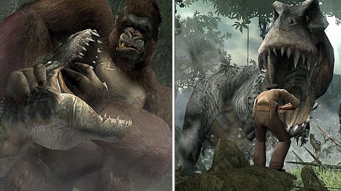 Em Peter Jacksons King Kong: The Official Game of the Movie você irá lutar contra dinossauros usando o famoso gorila ou o protagonista Jack (Foto: Divulgação/Ubisoft)