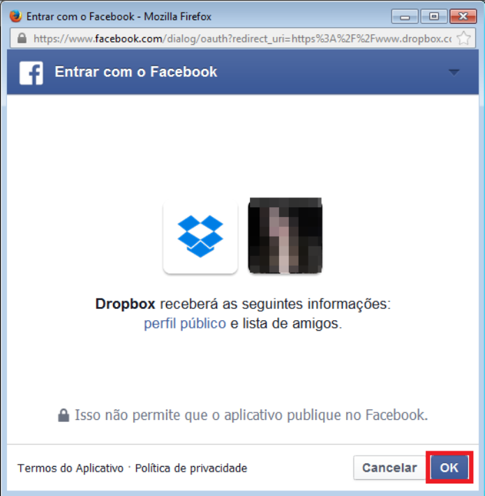 Permitir que o Dropbox acesse suas informações na rede social (Foto: Reprodução/Lívia Dâmaso)