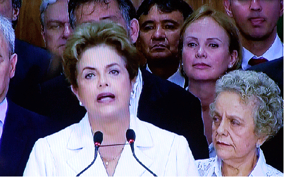 Presidente Dilma durante pronunciamento sobre seu afastamento (Foto: Reprodução)
