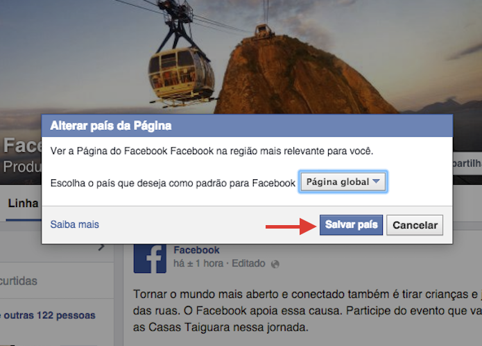 Salvando o conteúdo específico para uma região de uma página no Facebook (Foto: Reprodução/Marvin Costa)