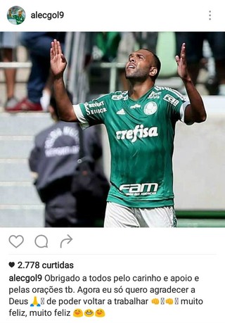 Alecsandro agradece apoio de fãs e por 