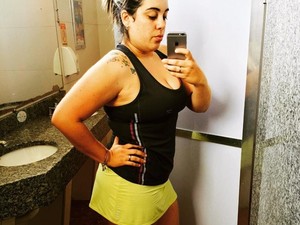 Meta da estudante é chegar aos 77 kg: 'Não quero usar calça 38' (Foto: Arquivo Pessoal/ Dréli dos Santos) Meta da estudante é chegar aos 77 kg: 'Não quero usar calça 38' (Foto: Arquivo Pessoal/ Dréli dos Santos)