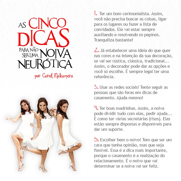 As cinco dicas da Carol Nakamura para não ser uma noiva neurótica (Foto: Domingão do Faustão / TV Globo)