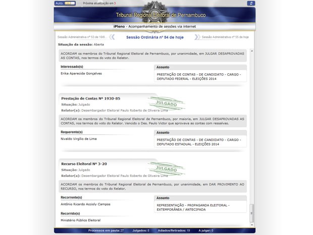 Decisão do TRE-PE foi publicada na manhã desta quinta-feira  (Foto: Reprodução)