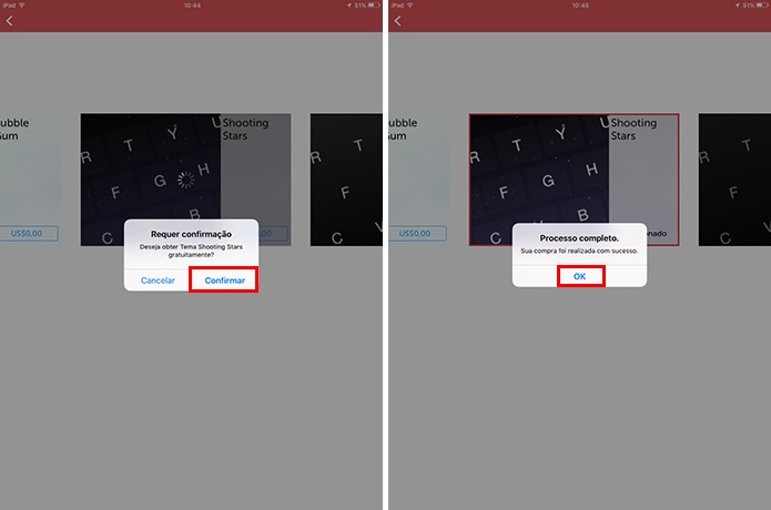 SwiftKey pergunta se usuário deseja mesmo instalar novo tema no iOS (Foto: Reprodução/Elson de Souza)