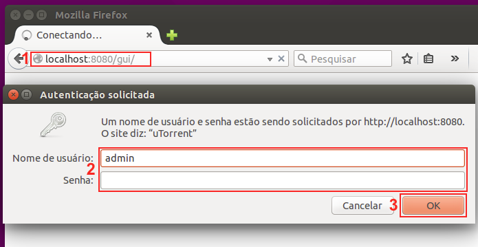 Acessando o servidor do uTorrent via navegador (Foto: Reprodução/Edivaldo Brito)