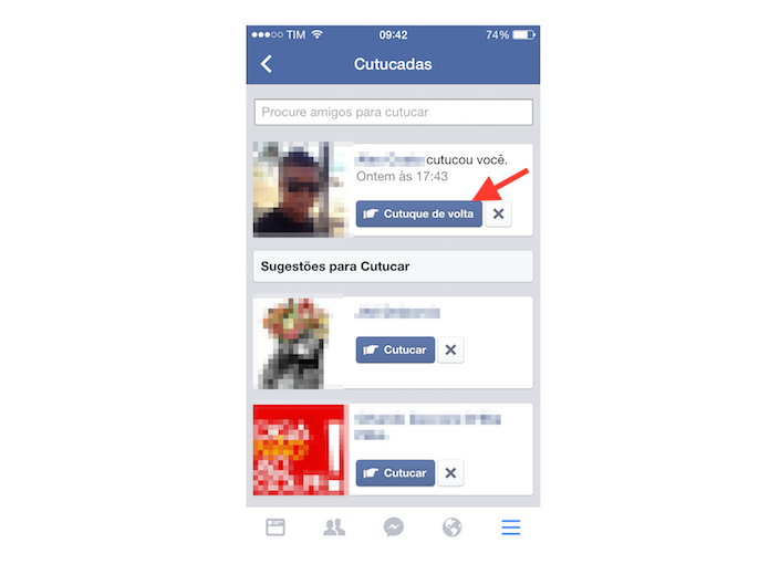 Descobrindo que cutucou e cutucando de volta no Facebook pelo iPhone (Foto: Reprodução/Marvin Costa)