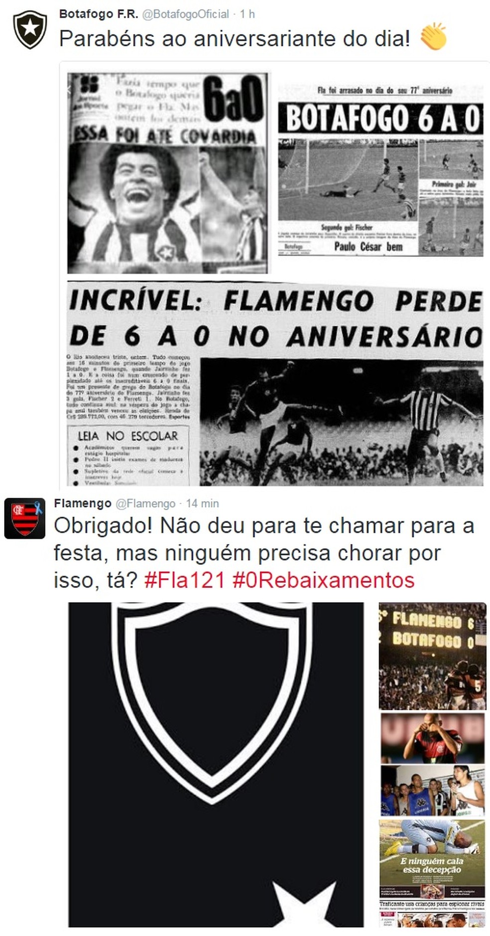 Troca de farpas têm acontecido entre os clubes no Twitter (Foto: Reprodução / Twitter)
