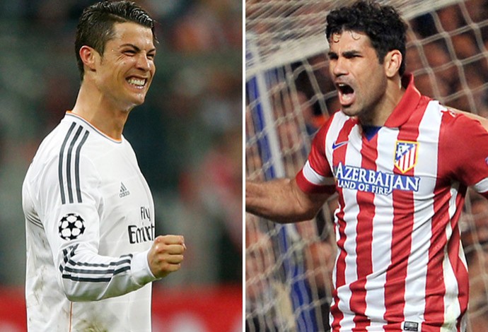 Montagem Cristiano Ronaldo e Diego Costa, Real Madrid x AtlÃ©tico de Madrid (Foto: AP e AFP)