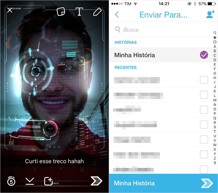 Tire uma selfie com o filtro comprado e envie a um amigo ou à sua história (Foto: Reprodução/Helito Bijora)