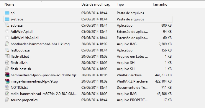 Extraia todos os itens do Android L e coloque-os na mesma pasta do fastboot.exe (Foto: Reprodução/Paulo Alves)