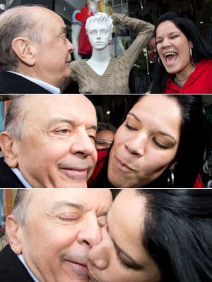 Sequência que levou a beijo de eleitora em Serra (Foto: Paulo Liebert/Agência Estado)