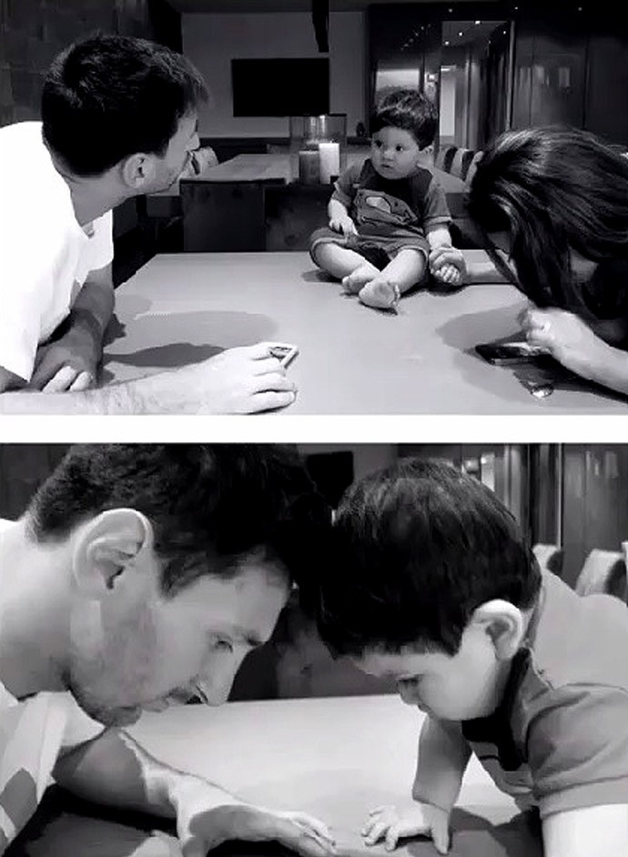 Messi mostra o filho Thiago (Foto: Reprodução / Instagram)
