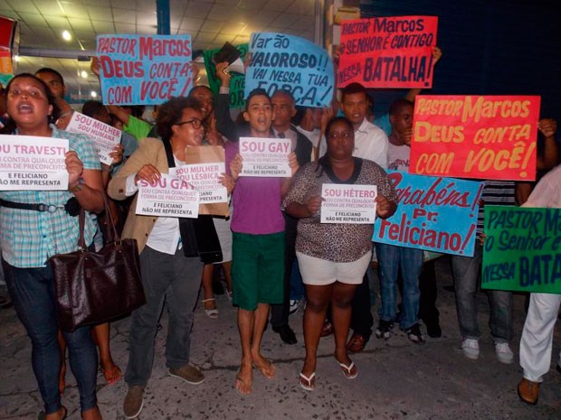 Protesto pró e contra Marco Feliciano, em Salvador (Foto: Ruan Melo/G1 BA)