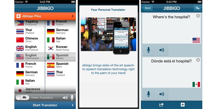 O Jibbigo é capaz de traduzir textos quando está online e offline (Foto: Reprodução/Apple Store)