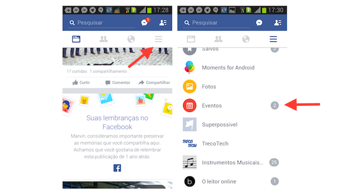 Acessando a página de eventos do Facebook pelo Android (Foto: Reprodução/Marvin Costa)
