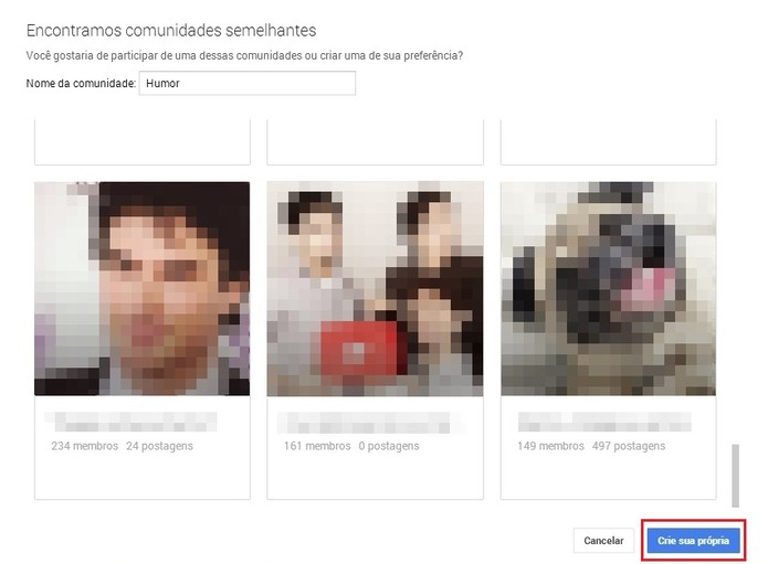 Criando Comunidade no Google+ Pule_a_sugestao_de_comunidades_ja_existentes_e_confirme_a_criacao_no_botao_crie_a_sua_propria