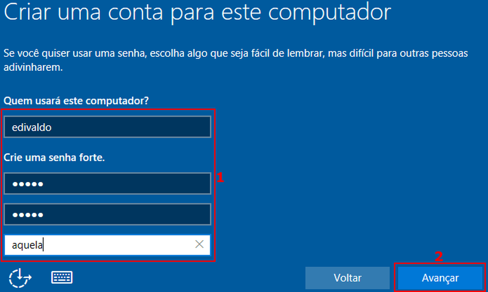 Criando um usuário e senha locais para acessar o Windows (Foto: Edivaldo Brito/TechTudo)