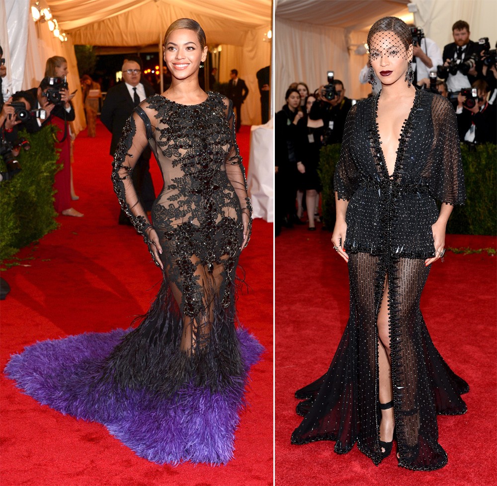 Beyoncé + Givenchy: dobradinha que se repete anualmente no tapete vermelho do tradicional gala do Metropolitan Museum, em Nova York (Foto: Getty Images)
