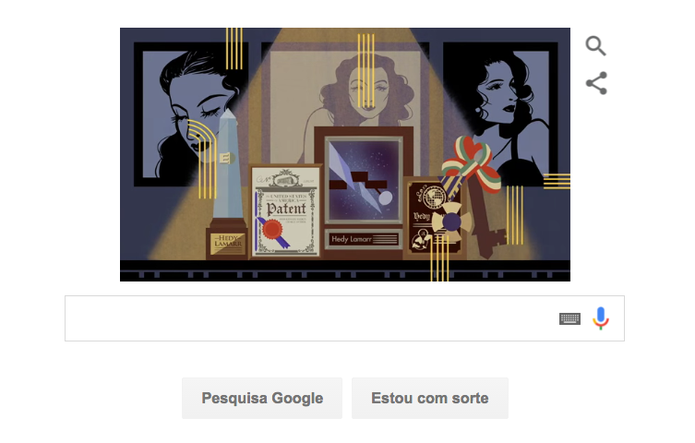 Hedy Lammar em Doodle do Google sobre sua vida no cinema e na tecnologia (Foto: Reprodução/Google) Hedy Lammar em Doodle do Google sobre sua vida no cinema e na tecnologia (Foto: Reprodução/Google)