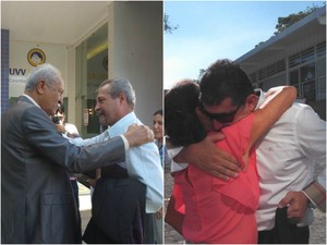 Coronel Ferreira e Calú, no sétimo dia de júri (Foto: Letícia Cardoso/ Gazeta Online)