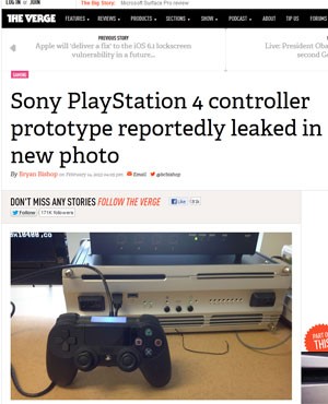 Site The Verge mostra foto de suposto protótipo do controle do novo console PS4. (Foto: Reprodução)