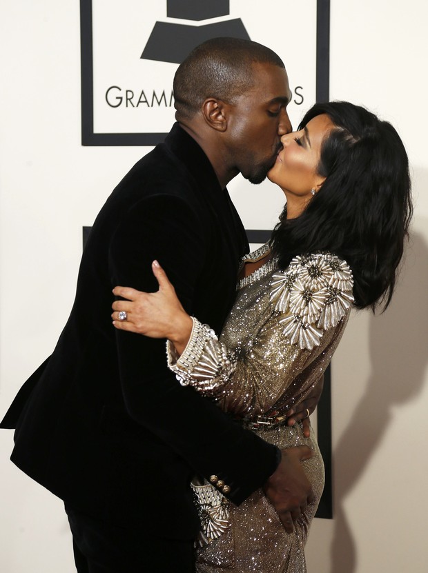 Kanye West e Kim Kardashian no Grammy 2015 (Foto: Reuters)