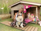 Karina Bacchi posa com os cachorrinhos de estimação