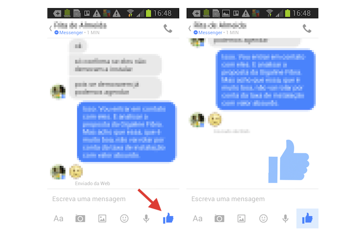 Enviando uma curtida estendida no Facebook Messenger do Android (Foto: Reprodução/Marvin Costa)