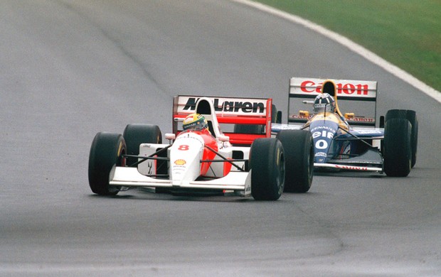 Ayrton Senna Damon Hill corrida Donington Park 1993 (Foto: Getty Images)