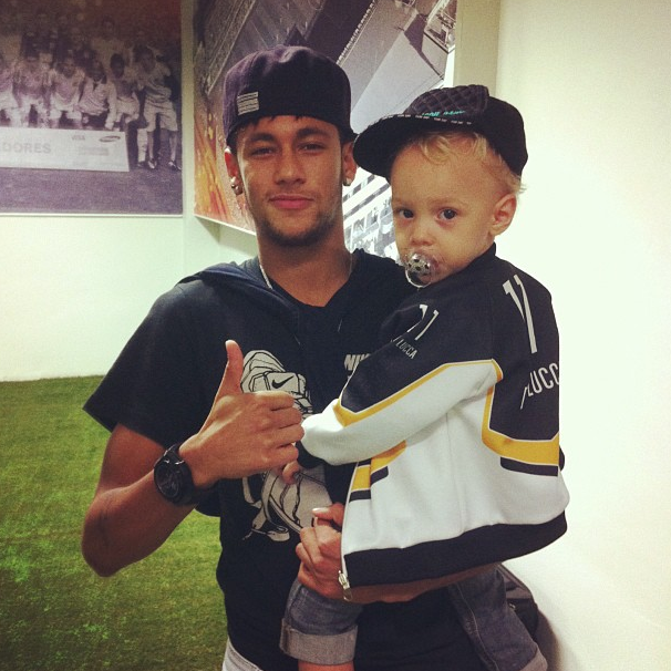 Neymar e Davi Lucca - Vestiário - Santos x Crac (Foto: Reproduçã/Instagram)